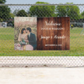 ウッド素朴は我々の写真に結婚ようこそ 横断幕 (インサイチュ)