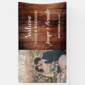 ウッド素朴は我々の写真に結婚ようこそ 横断幕 (縦)