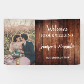 ウッド素朴は我々の写真に結婚ようこそ 横断幕 (横)