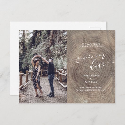 ウッド素朴は日付の写真はがきを保存 案内ポストカード (正面/裏面)