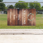 ウッド素朴は私たちのモノグラム結婚へようこそ 横断幕 (インサイチュ)