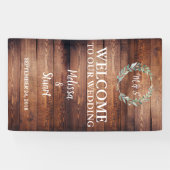 ウッド素朴は私たちのモノグラム結婚へようこそ 横断幕 (横)