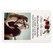 ウッド素朴は私たちの磁石の日結婚付を保存 マグネット (横)