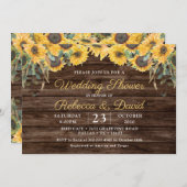 ウッド素朴ひまわりウェディングシャワー 招待状 (正面/裏面)