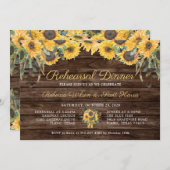 ウッド素朴ひまわりカントリーリハーサルディナー 招待状 (正面/裏面)
