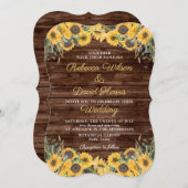 ウッド素朴ひまわりカントリー結婚ズ 招待状 (正面/裏面)