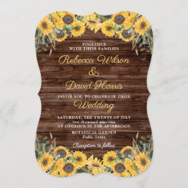 ウッド素朴ひまわりカントリー結婚ズ 招待状