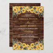 ウッド素朴ひまわりカントリー結婚ズ 招待状 (正面/裏面)