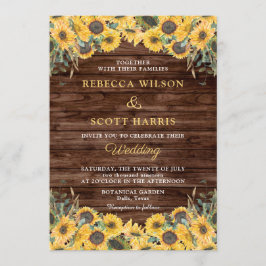 ウッド素朴ひまわりカントリー結婚ズ 招待状