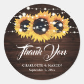 ウッド素朴ひまわりサンフラワーありがとう結婚式の引き出物 ラウンドシール (正面)
