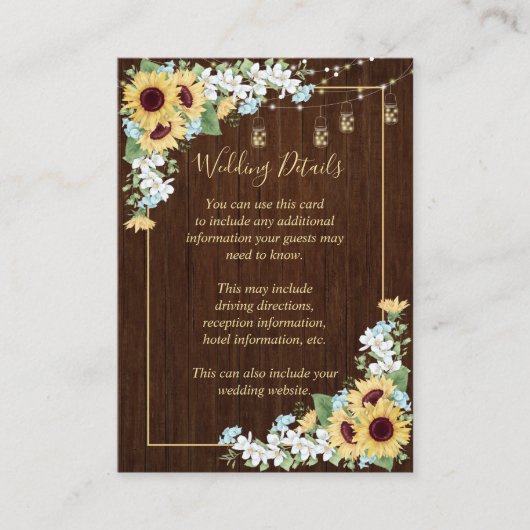 ウッド素朴ひまわりダスティブルーフローラ詳細 エンクロージャーカード (正面)