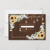 ウッド素朴ひまわりダスティブルーフローラ 出欠カード (裏面)