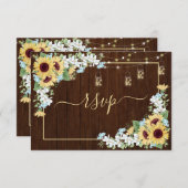 ウッド素朴ひまわりダスティブルーフローラ 出欠カード (正面/裏面)