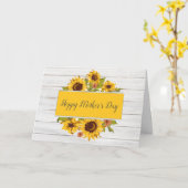 ウッド素朴ひまわりフローラマザーズデイカード カード (黄色い花)
