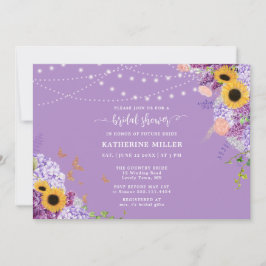 ウッド素朴ひまわりフローラリースブライダルシャワー 招待状