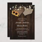 ウッド素朴ひまわりフローラ結婚式招待状 招待状 (正面/裏面)