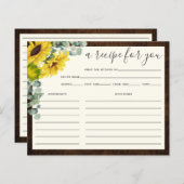 ウッド素朴ひまわりブライダルシャワーレシピカード (正面/裏面)