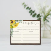 ウッド素朴ひまわりブライダルシャワーレシピカード (スタンド正面)