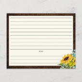 ウッド素朴ひまわりブライダルシャワーレシピカード (裏面)