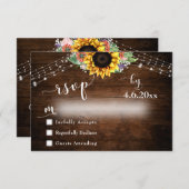ウッド素朴ひまわりブーケ&ライツ結婚ズ 出欠カード (正面/裏面)