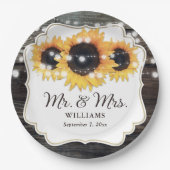ウッド素朴ひまわりミセス結婚ズ ペーパープレート (正面)