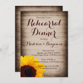 ウッド素朴ひまわりリハーサルディナー招待状 招待状 (正面/裏面)