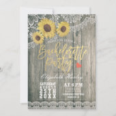 ウッド素朴ひまわりレースバチェロレッテ 招待状 (正面)