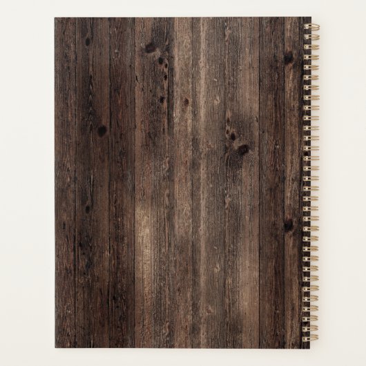 ウッド素朴ひまわり女性のカーボーイブーツコーヒー プランナー手帳 (裏面)