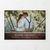 ウッド素朴ひまわり花ホワイトパンプキン秋の結婚式 三つ折り招待状 (カバー)