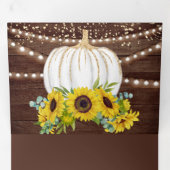 ウッド素朴ひまわり花ホワイトパンプキン秋の結婚式 三つ折り招待状 (内部最初)