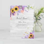 ウッド素朴ひまわり薄紫フローラブライダルシャワー 招待状 (スタンド正面)