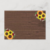ウッド素朴ひまわり赤いバラの結婚披露宴 エンクロージャーカード (裏面)