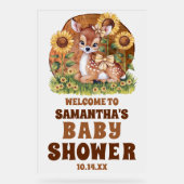 ウッド素朴ひまわり鹿ベビーシャワーウェルカム アクリルサイン (正面)