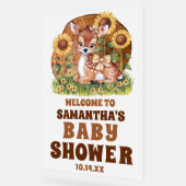 ウッド素朴ひまわり鹿ベビーシャワーウェルカム アクリルサイン (傾斜)