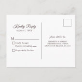 ウッド素朴アイボリーレースストリングライツライトウェディングRSVP インビテーションポストカード (裏面)