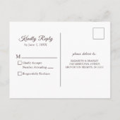 ウッド素朴アイボリーレースストリングライツライトウェディングRSVP インビテーションポストカード (裏面)