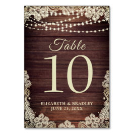 ウッド素朴アイボリーレースストリングラ結婚イト テーブルナンバー
