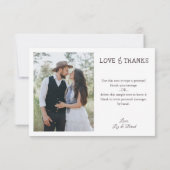 ウッド素朴アイボリーレースライト2枚結婚の写真 サンキューカード (裏面)