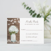 ウッド素朴アジサイのメイソンジャールレースベビーズブレス 招待状 (スタンド正面)