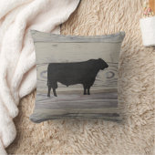 ウッド素朴アンガスブルウォーターカラーシルエット クッション (ブランケット)