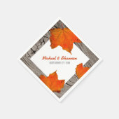 ウッド素朴アンド離れ秋の結婚式紙ナプキンス スタンダードカクテルナプキン (角)