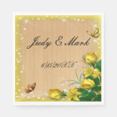 ウッド素朴イエロフローラバタフライ結婚ズ紙 スタンダードランチョンナプキン (正面)