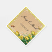 ウッド素朴イエロフローラバタフライ結婚ズ紙 スタンダードランチョンナプキン (角)