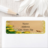 ウッド素朴イエロフローラ蝶住所 シール (インサイチュ)