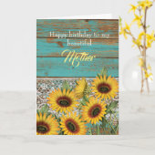 ウッド素朴イエローサンフラワーズマザー誕生日 カード (黄色い花)