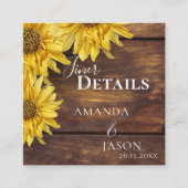 ウッド素朴イエローサンフラワー秋の結婚式詳細 エンクロージャーカード (正面)