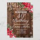 ウッド素朴ウィンターサプライズ40歳の誕生日 招待状 (正面/裏面)