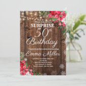 ウッド素朴ウィンターサプライズ50誕生日 招待状 (スタンド正面)