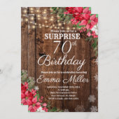 ウッド素朴ウィンターサプライズ70誕生日 招待状 (正面/裏面)