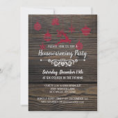 ウッド素朴ウィンターホリデー引っ越し祝いパーティーパーティー 招待状 (正面)